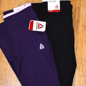 Reebok Flare Legging Kids Size 10/12 Purple Black NEW 2 Pack Athletic Pants